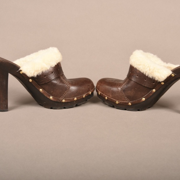 Michael Kors Brown Leather & Faux Fur Heels - Picture 7 of 9